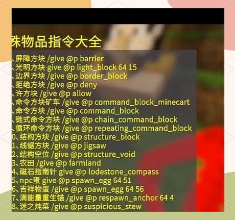 我的世界手机版服务器必备指令